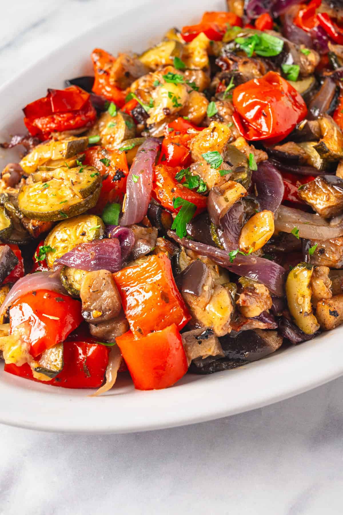 Vegetais assados gregos – fé de alimento fé fitness