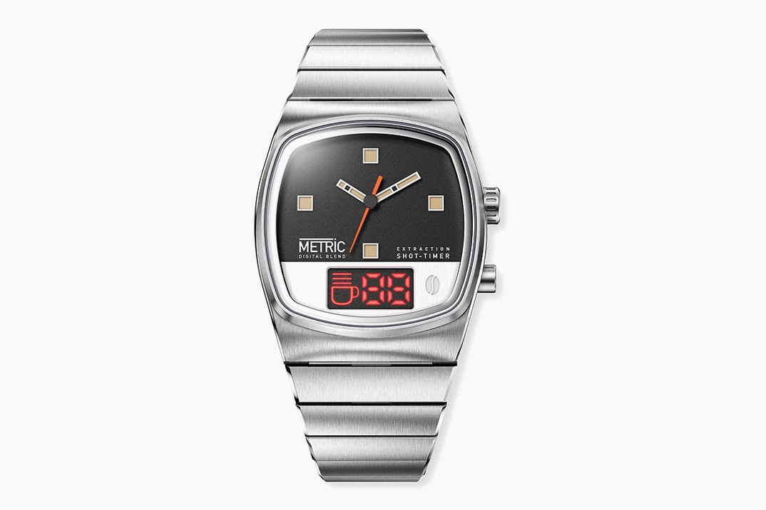 A mistura digital métrica híbrida de Brew é o relógio cotidiano perfeito para nerds de café expresso