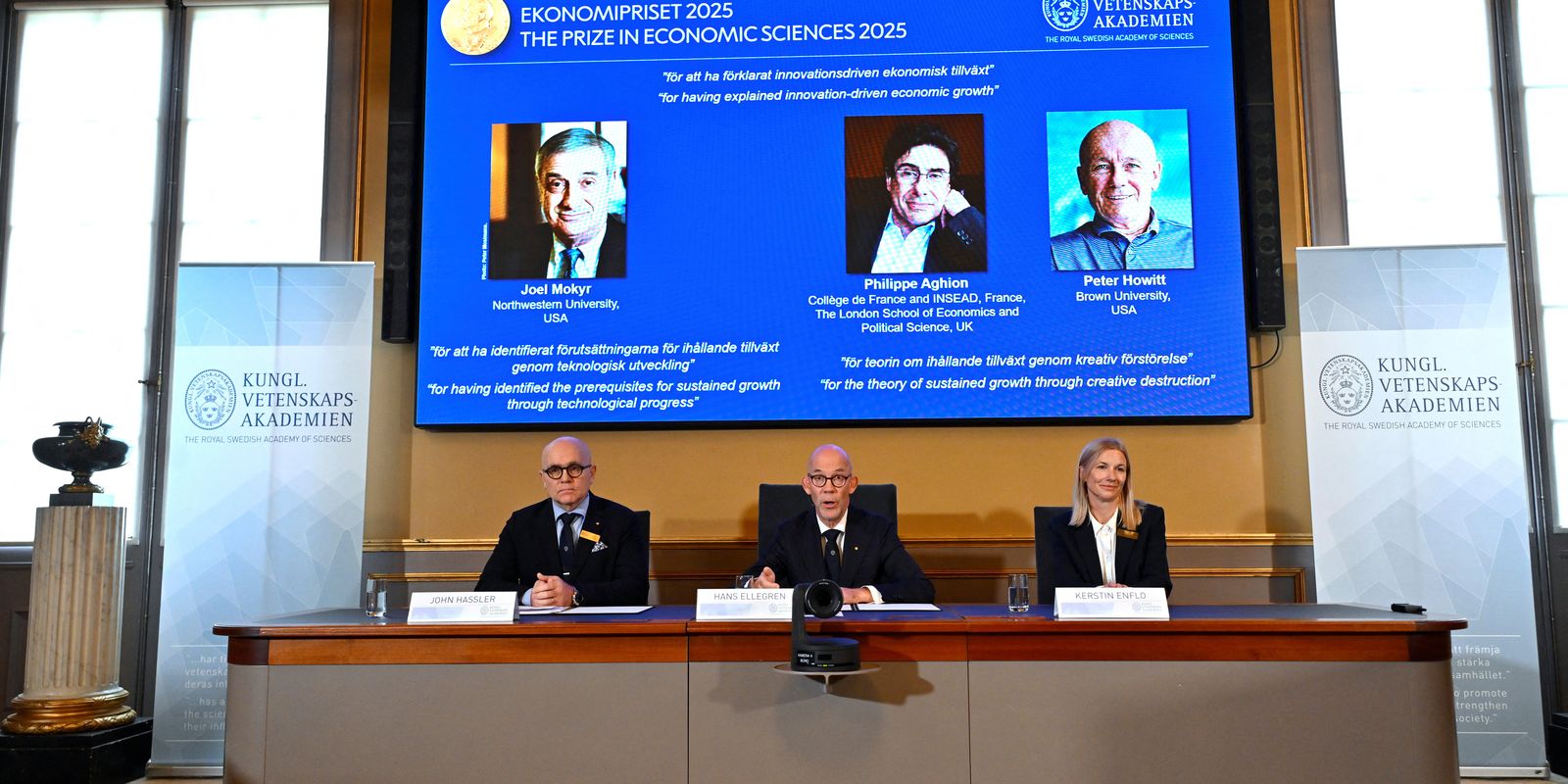 Trio ganha Nobel de Economia de 2025 por trabalho sobre inovação