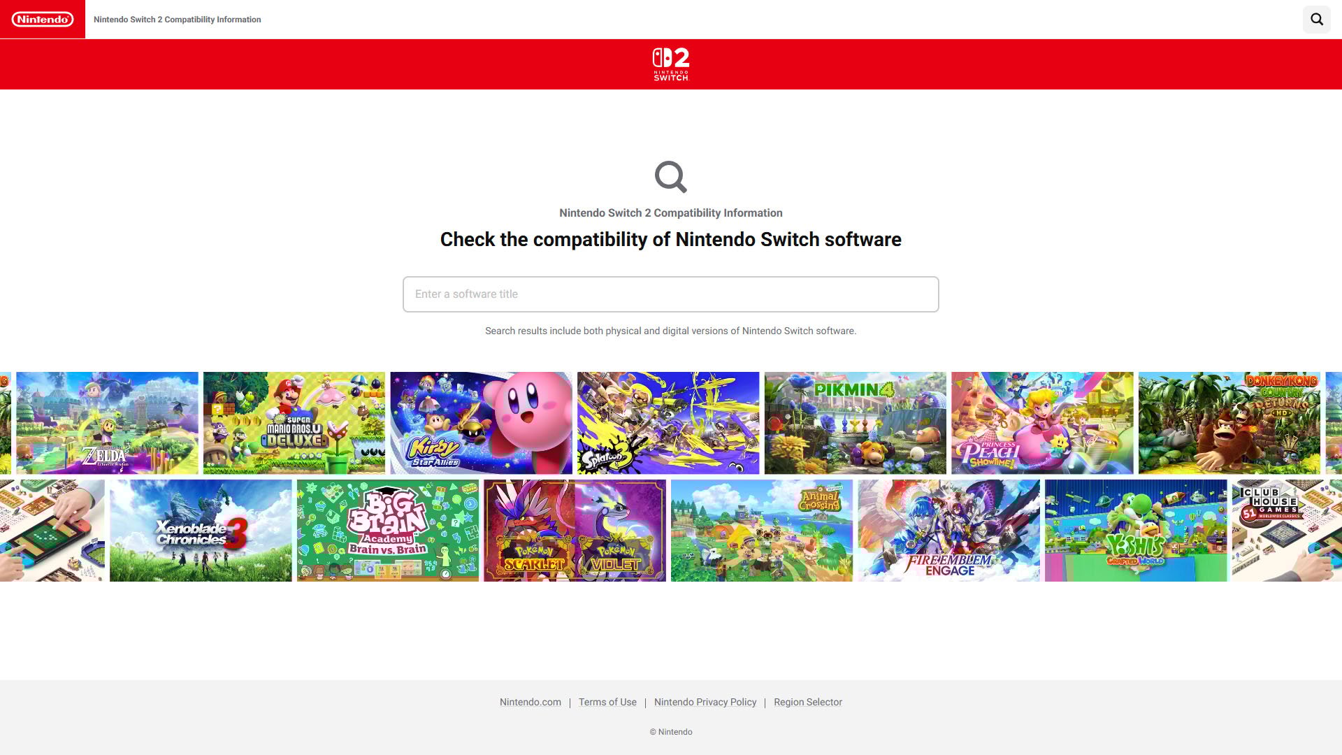 Nintendo lança site de informações de compatibilidade do Switch 2 para jogos Switch