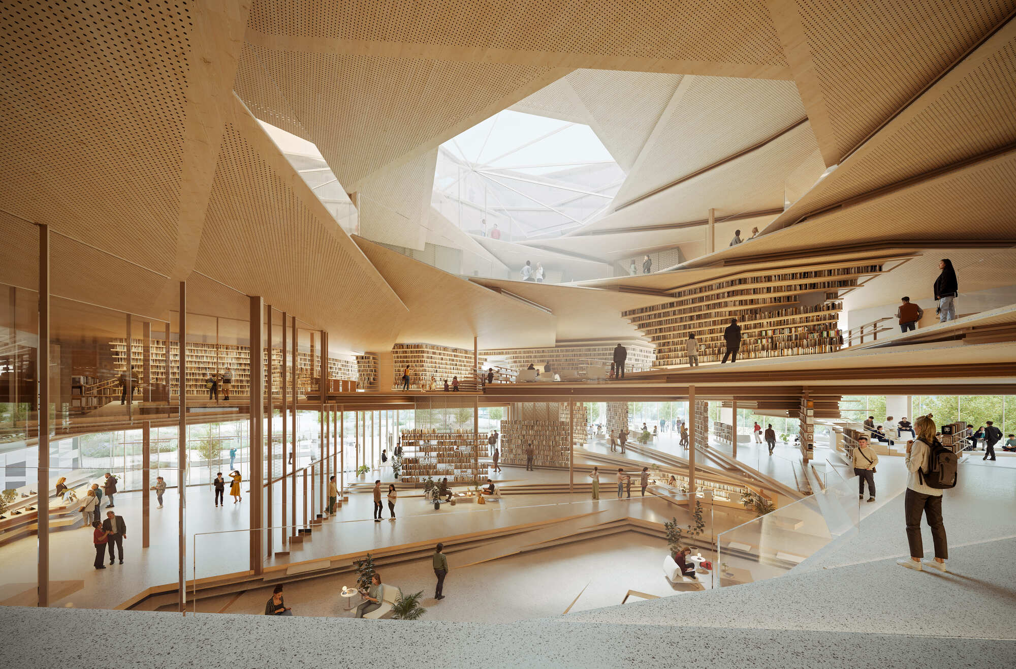 Kengo Kuma e associados projetam biblioteca pública em formato de espiral em Rzeszów, Polônia